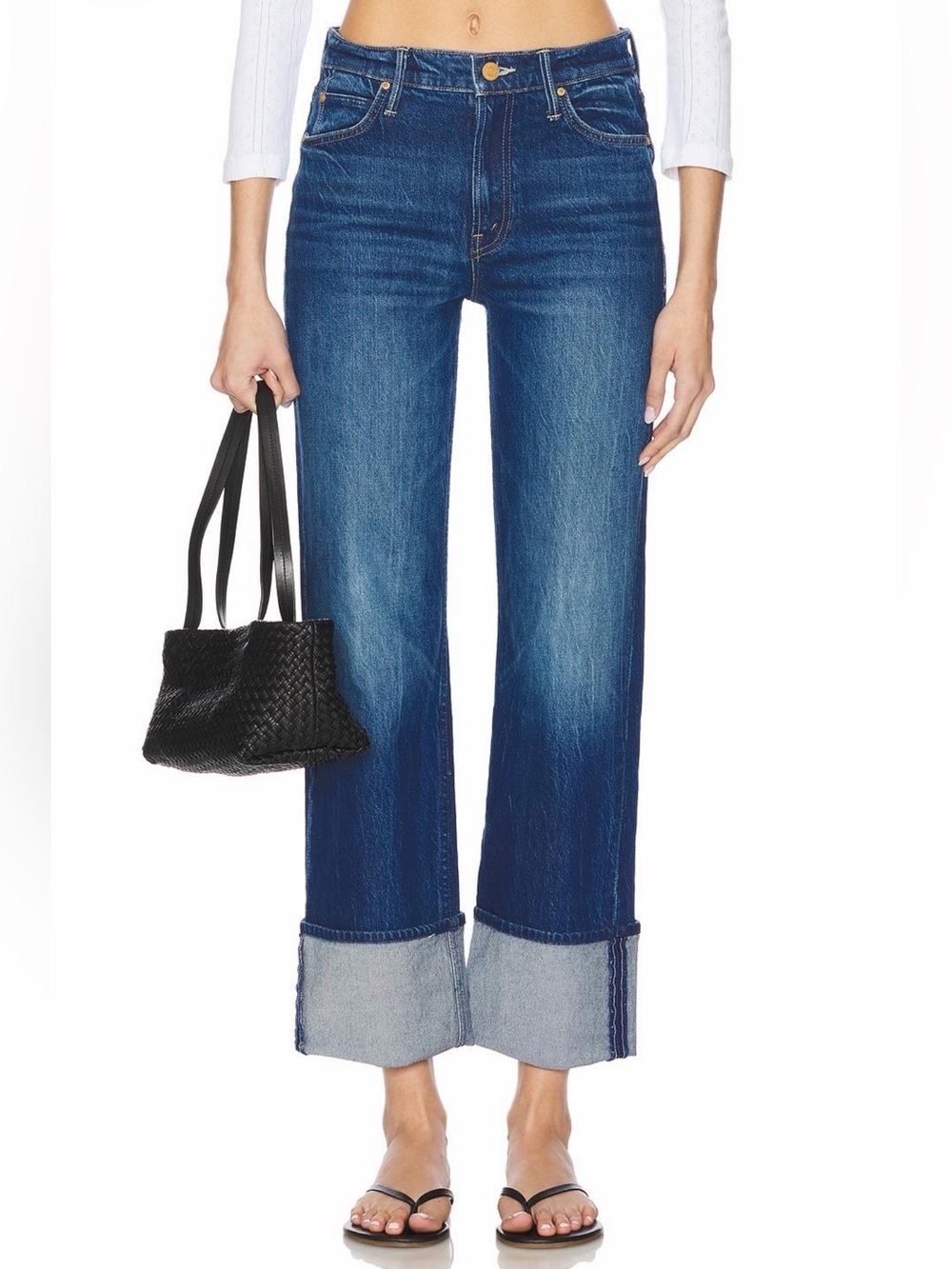 MOTHER Checkerboard Duster Flood Cuff Jeans 27 NWT